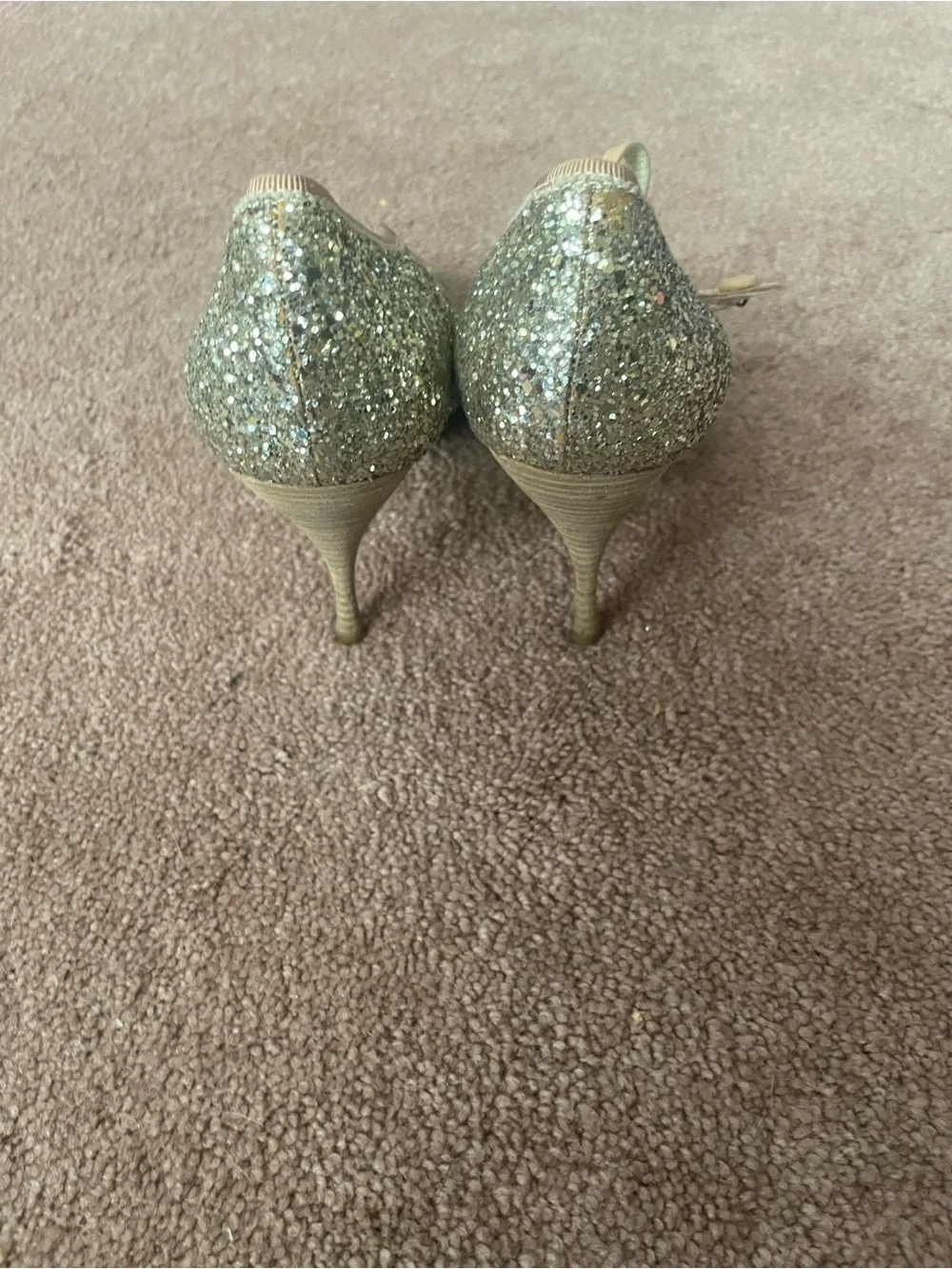 Miu Miu Glitter Peep-Toe Mary Jane Women's Shoes - Gold